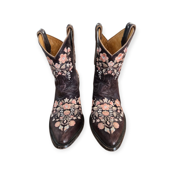 Old Gringo Sora Chocolate Brown Distressed Leather Short Western Boots Size 7.5 - Picture 5 of 8